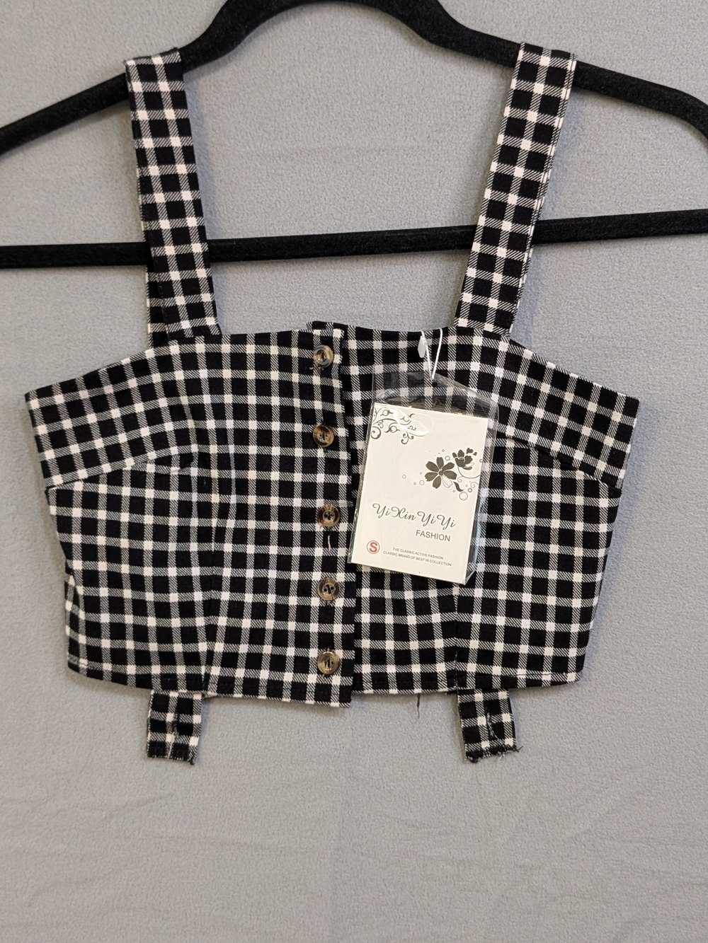 Black & White Gingham Tank Crop Top